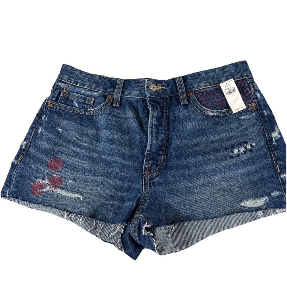 Old Navy OG New Size 6 Denim Shorts Embroider Button Fly High-Rise Coastal Boho